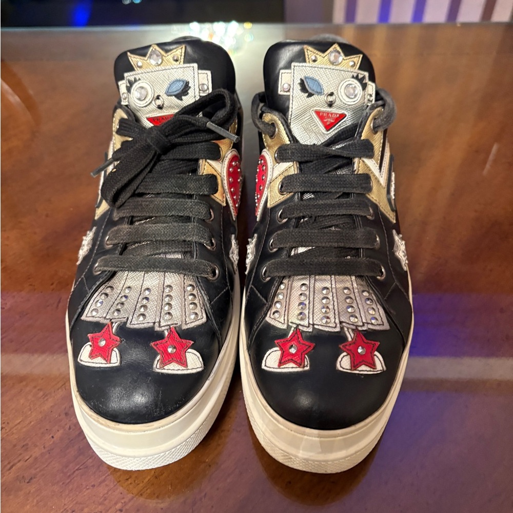 Prada Rare Black and Silver Robot Sneakers